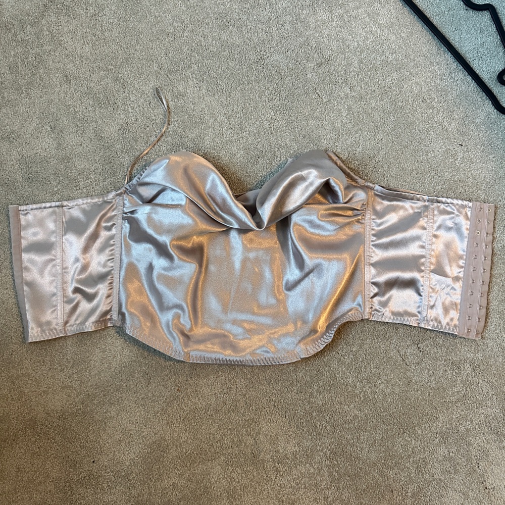 Shiny Rose Silver Corset Crop Top